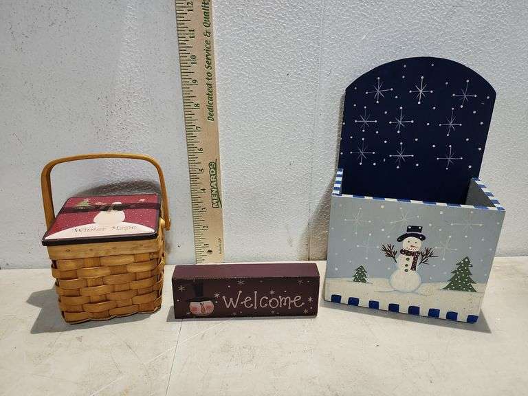 Snowman Decor Karen Cruden Basket 4''X4''X4''