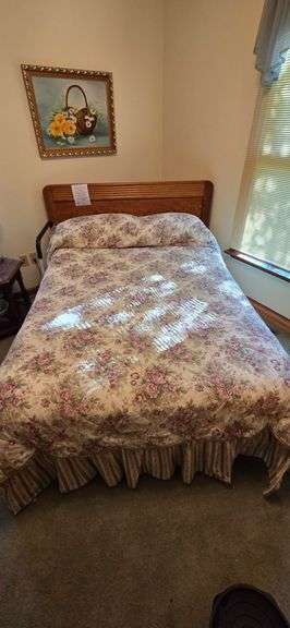 Full-size bed and coverings