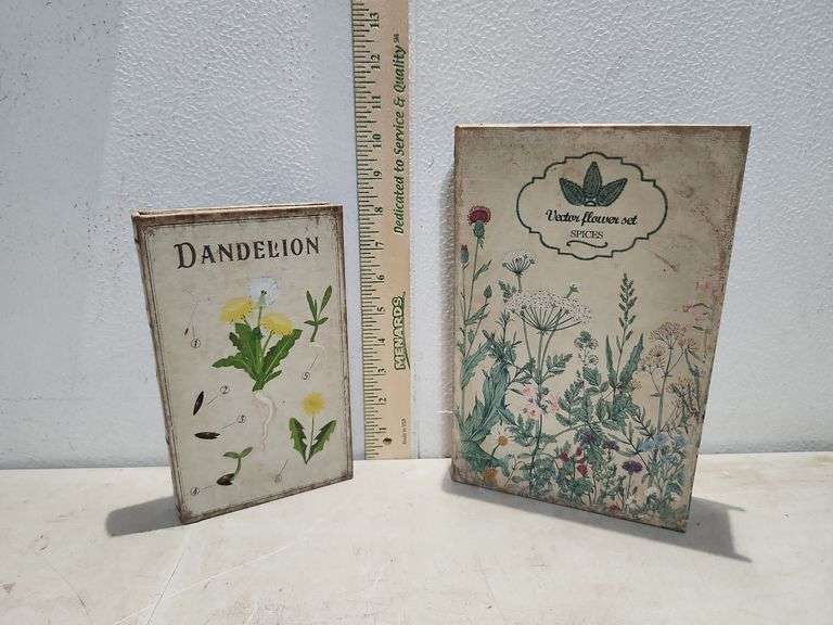 2 Magnetic Close Hide-A-Way Book Boxes Biggest Is 10"X6.5"X2"