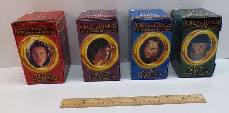 Complete Set Of 4 2001 Lord Of The Rings Glass Goblets Burger King NIB | #4515973955