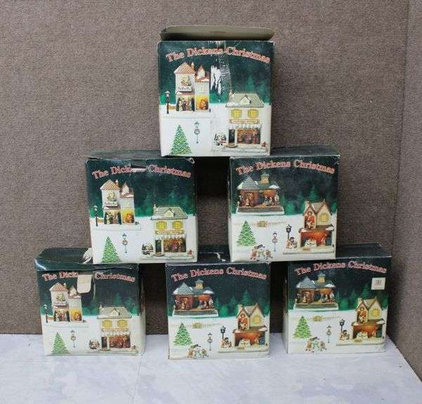 Six Battery-Operated Dickens Christmas Village Decorations