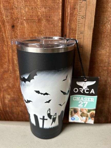 Orca Chaser 27 oz. Stainless Steel U.S.A. Made Tumbler Cup Misty Graveyard Black