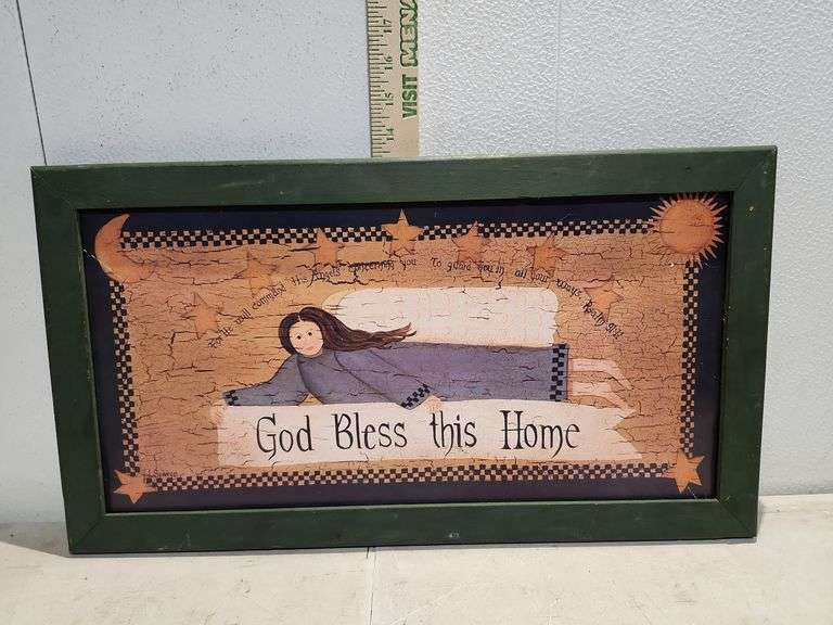 Framed Spivey Print God Bless This Home 22''X12''