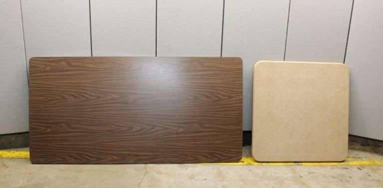 Two Folding Tables with Laminate Tops, Rectangular and Square