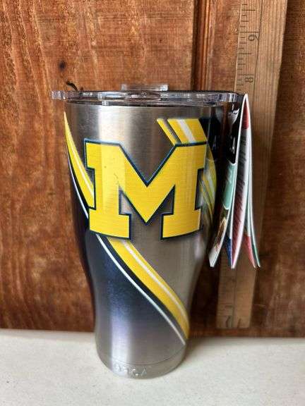 Orca Chaser 27 oz. Stainless Steel U.S.A. Made Tumbler Cup Michigan University Double Stripe Wrap