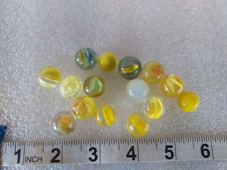 15 Assorted Vintage Yellow Marbles