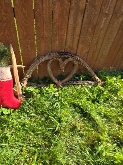 Stocking decor and heart grapevine decor