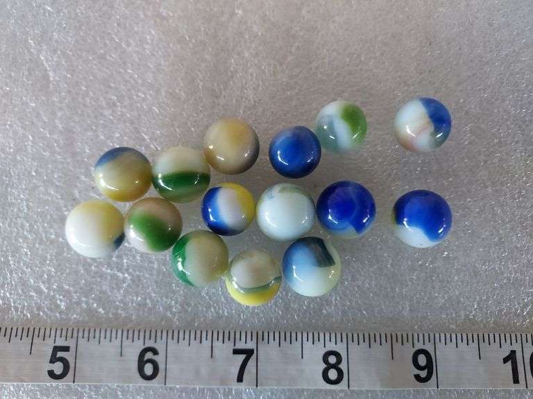 15 Assorted Vintage Blue Marbles
