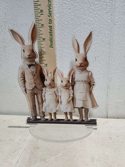 Rabbit Family Stand Plastic 7.75'' X 6''
