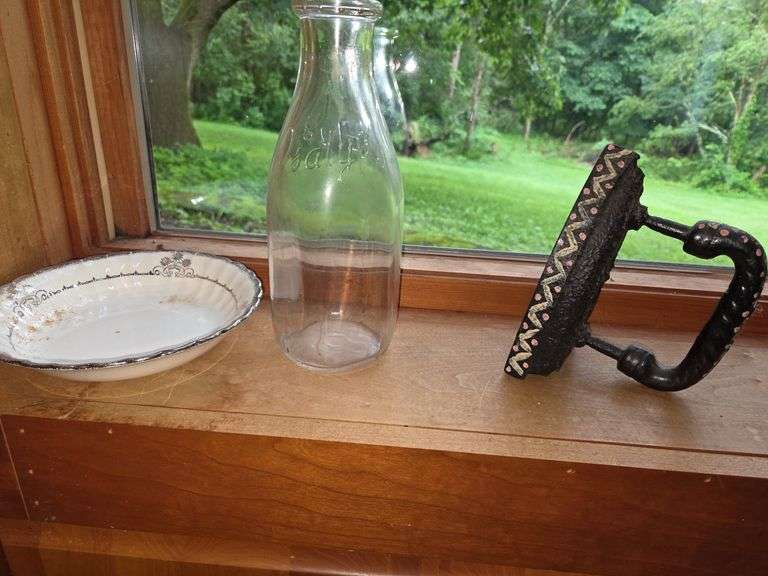 Sad Iron, Italy bottle and vtg plate