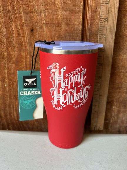 Orca Chaser 27 oz. Stainless Steel U.S.A. Made Tumbler Cup Happy Holidays