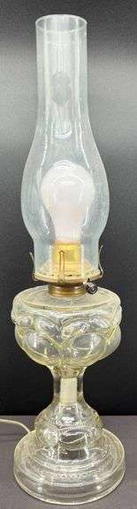 EAPG Clear Glass Oil Lamps including “Peanut” Pattern