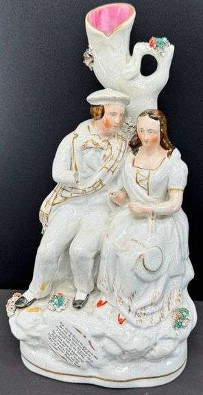 Vintage LARGE Staffordshire Figurine Spill Vase