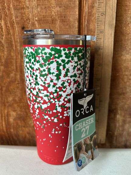 Orca Chaser 27 oz. Stainless Steel U.S.A. Made Tumbler Cup Christmas Confetti Red