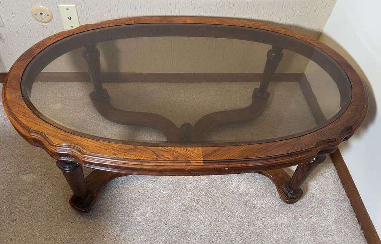 Wood and Glass Coffee Table