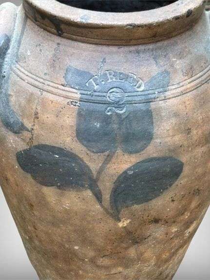 Stoneware Jar with T. Reed Signature and Floral Design