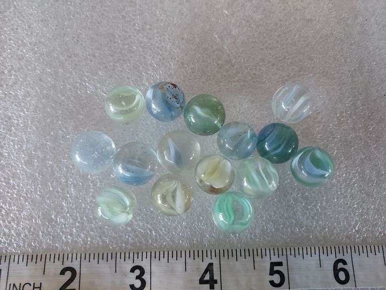 15 Assorted Vintage Blue Marbles