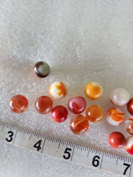 15 Assorted Vintage Orange/Red Marbles
