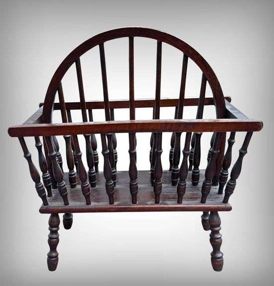 Wooden Spindle-Back Magazine/Paper Rack with Arched Top - Auction Ohio