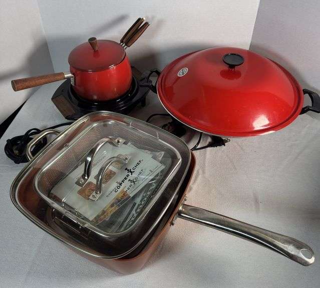 Wok, Fondue Set and Copper Chef Pan