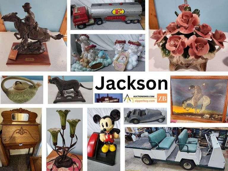 JACKSON: Nascar, Coppercraft Guild, Service Cart, Collector Glass/Pottery/Figures, & Much More