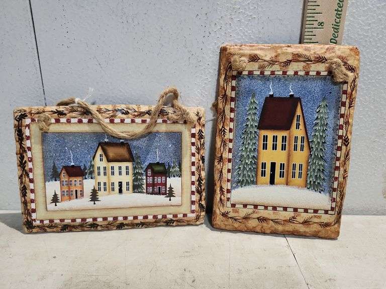 Two Folk Art Wall Plaques 7.5''X5''