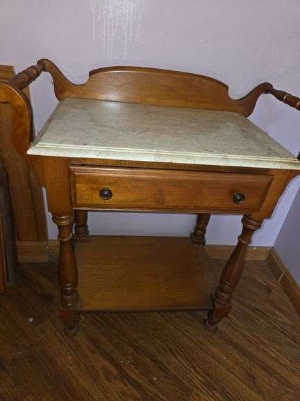 Antique Side table with marble top