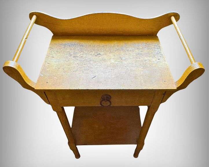 Vintage Painted Wood Wash Stand with Turned Legs