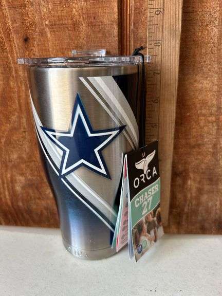 Orca Chaser 27 oz. Stainless Steel U.S.A. Made Tumbler Cup Dallas Cowboys Double Stripe Wrap