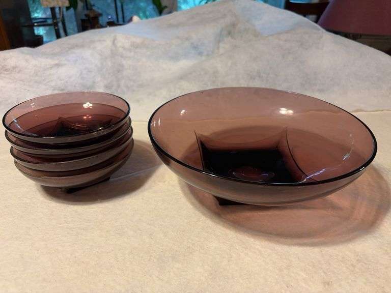 MCM Vintage Amethyst Hazel Atlas Footed Glass