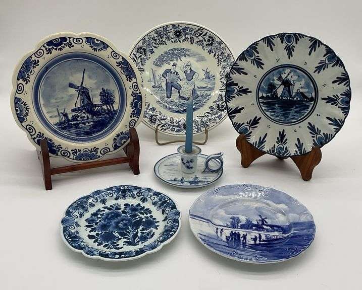 Blue Delft Plates and Candlestick