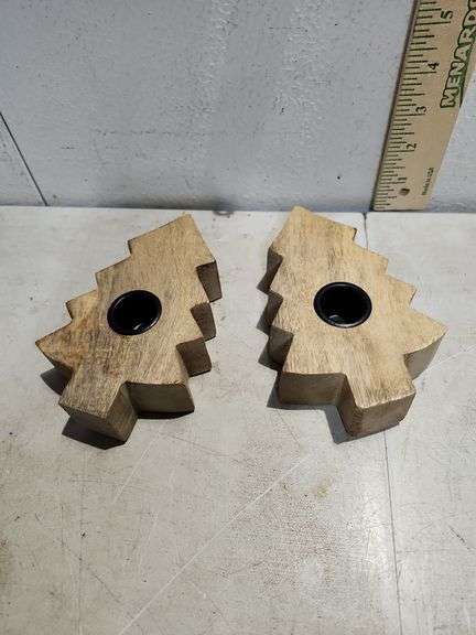 Wood Tree Candlestick Holders