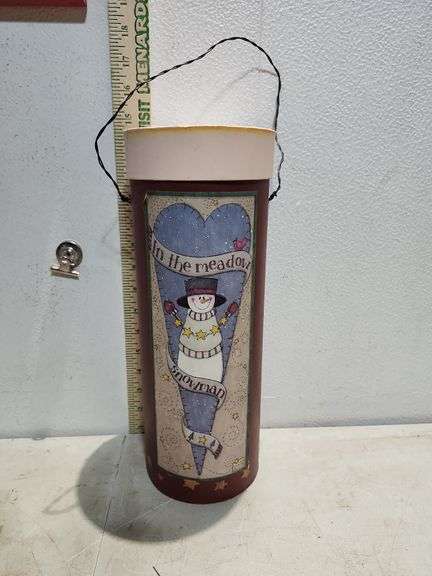 Snowman Wine Box Jan Shade Beach 13'' Tall