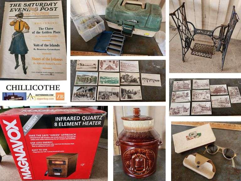 CHILLICOTHE: Vintage Post Cards Of Chillicothe, Post Cards Of Camp Sherman, McCoy Cookie Jar, New In Box Magnavox Heaters