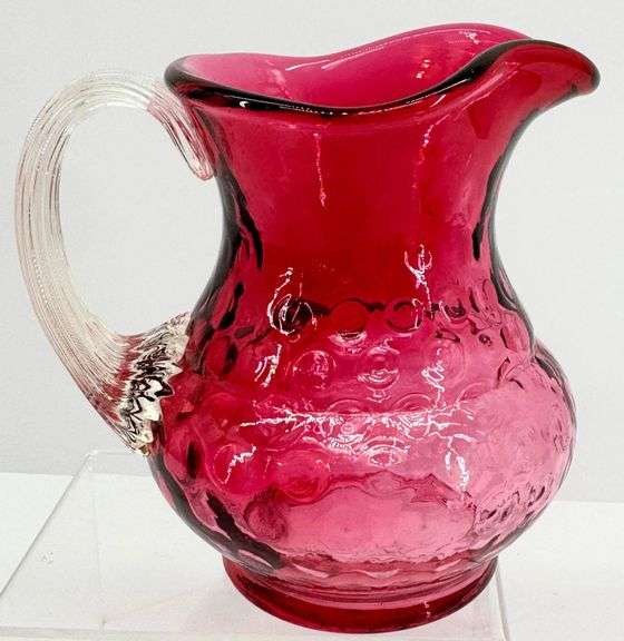 Fenton Ruby Red Hobnail Glass Pitcher and Matching Rose Bowl Set