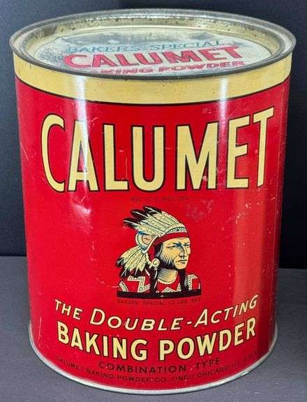 Vintage Calumet Baking Powder Tin and Atlas Colors Tin for Food Coloring