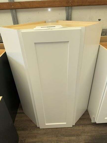 White corner wall cabinet