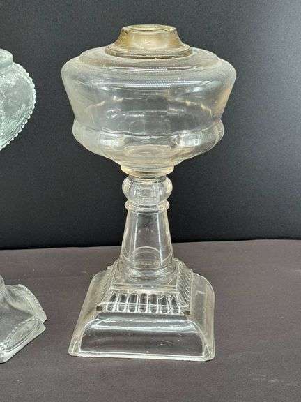 EAPG Clear Glass Oil Lamps including “Peanut” Pattern