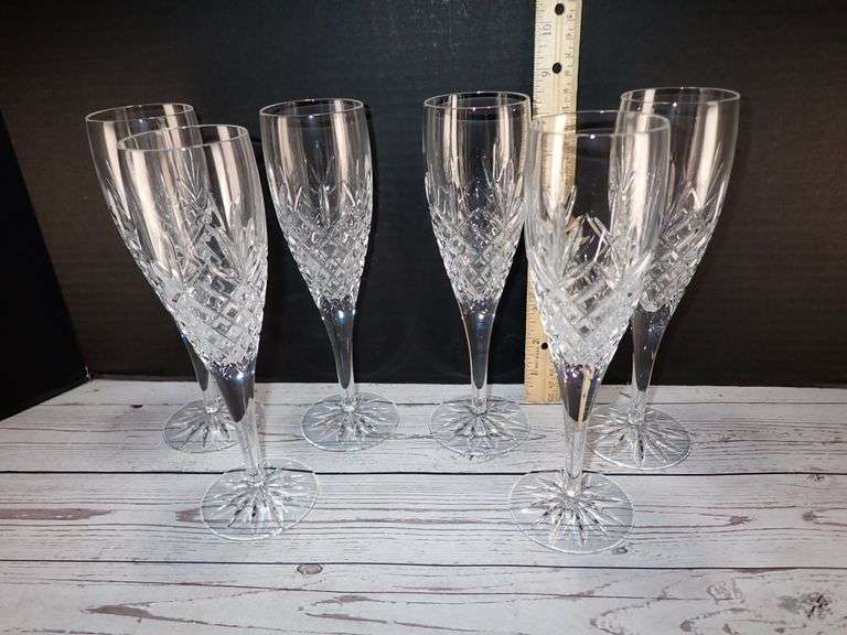 6PC - BLARNEY Lead Crystal Champagne Glasses