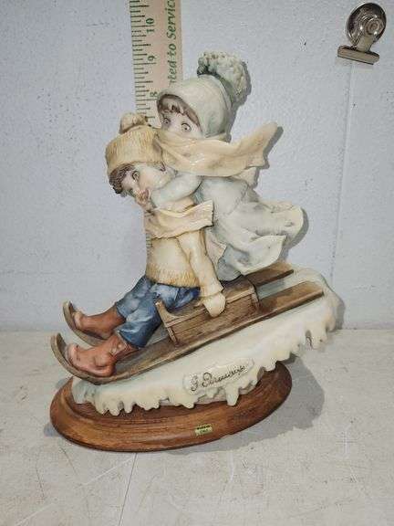 1982 Florence Made In Italy Children Sleighing Figure