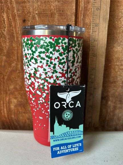 Orca Chaser 27 oz. Stainless Steel U.S.A. Made Tumbler Cup Christmas Confetti Red
