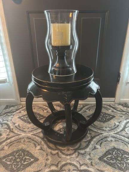 Small decorative Table w/  Candle & candle stand with glass
