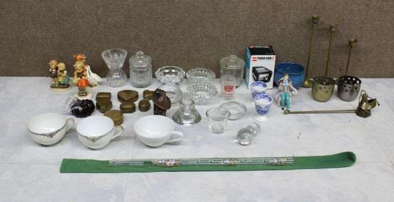 Hall Crystal Flute, Noritake China, and Figurines
