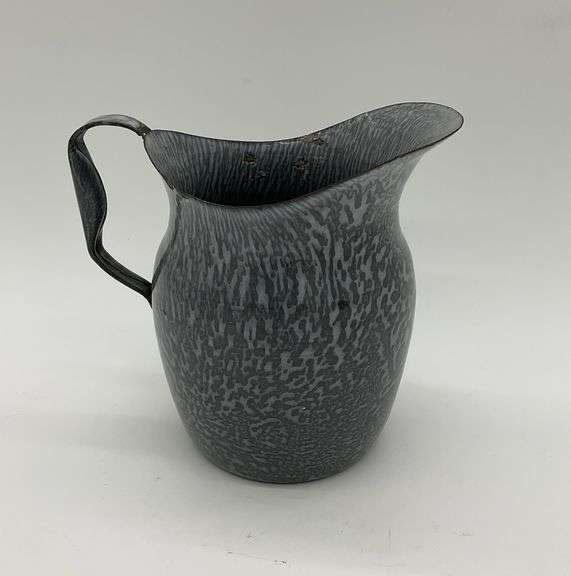 Vintage Gray Agate Enamelwear Pitcher