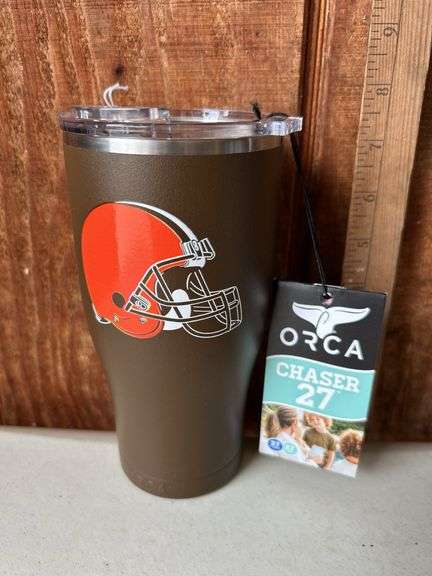 Orca Chaser 27 oz. Stainless Steel U.S.A. Made Tumbler Cup Cleveland Browns Color Logo
