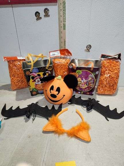 Assorted Halloween Disneyland Mickey Head, 2 Metal Disney Treat Tins, Etc.