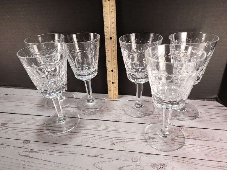 6pc Blarney Lead Crystal Wine Glasses