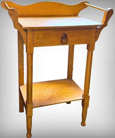 Vintage Painted Wood Wash Stand with Turned Legs