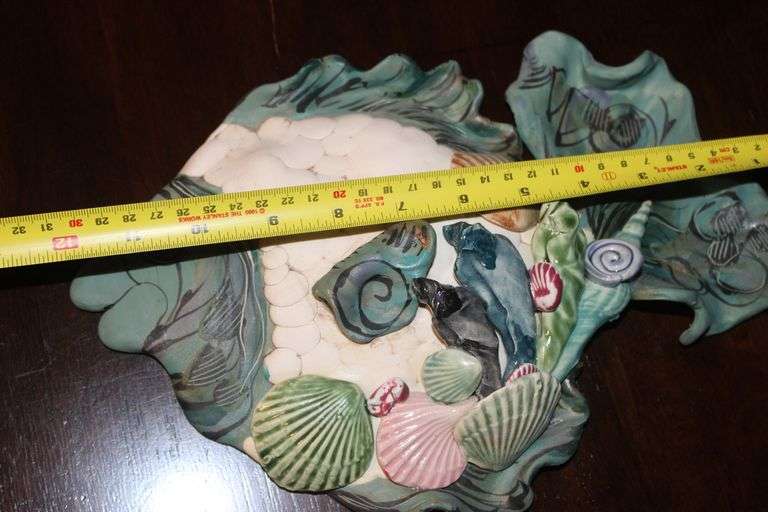 Handcrafted Ceramic Fish-Shaped Wall Art with Seashell Accents – Signed Salama 2015