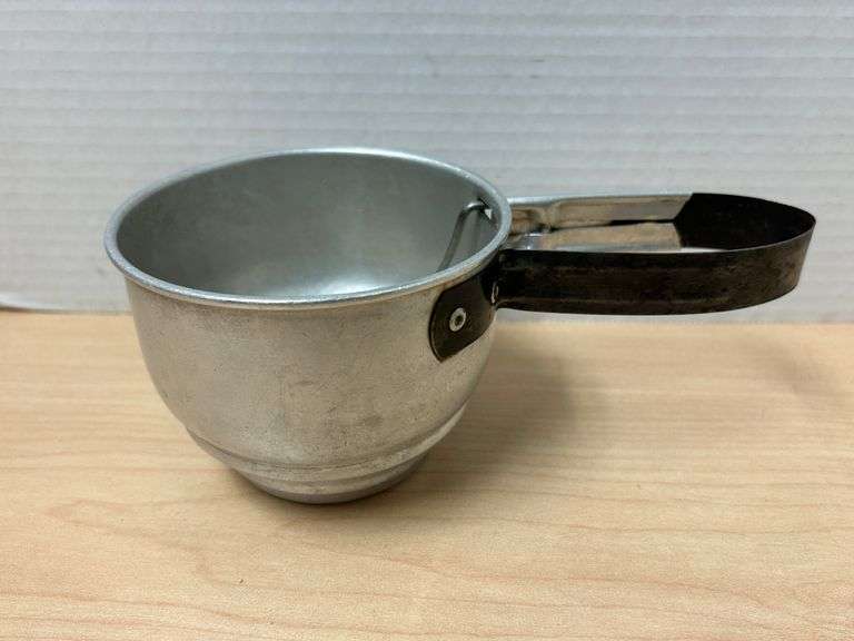 Vintage Metal Flour Sifter with Mesh and Hand Crank